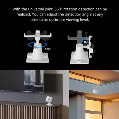 Mbajtëse muri SONOFF Motion Sensor-BASE për sensor lëvizjeje Zigbee SNZB-03, montim me vida ose shirit 3M, e bardhë