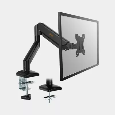 Mbajtëse monitori me krah gaz VONHAUS 3000914, deri 32 inç, VESA 75x75/100x100, 9 kg, montim me clamp ose në vrimë, e zezë
