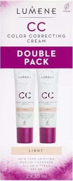 Fondatinë Lumene CC Color Correcting Cream SPF20 Light tuplapakkaus