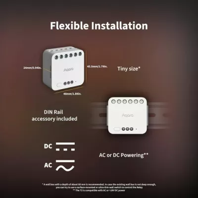 Modul relé dual AQARA T2 DCM-K01, Zigbee 3.0, DIN rail, set 2 copë, bardhë