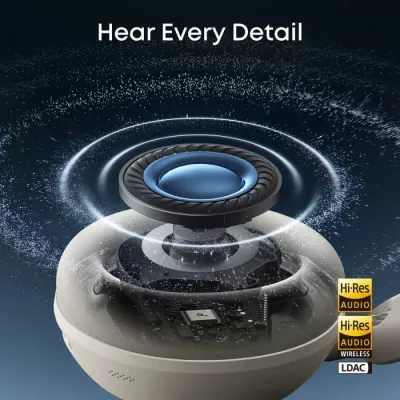 Kufje ANKER Soundcore Space 2, Bluetooth over-ear me ANC, Hi-Res/LDAC, të bardha, set me çantë udhëtimi + kabllo