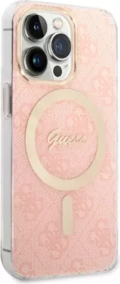 Set mbështjellës Guess GUBPP13XH4EACSP me karikues wireless për iPhone 13 Pro Max, rozë