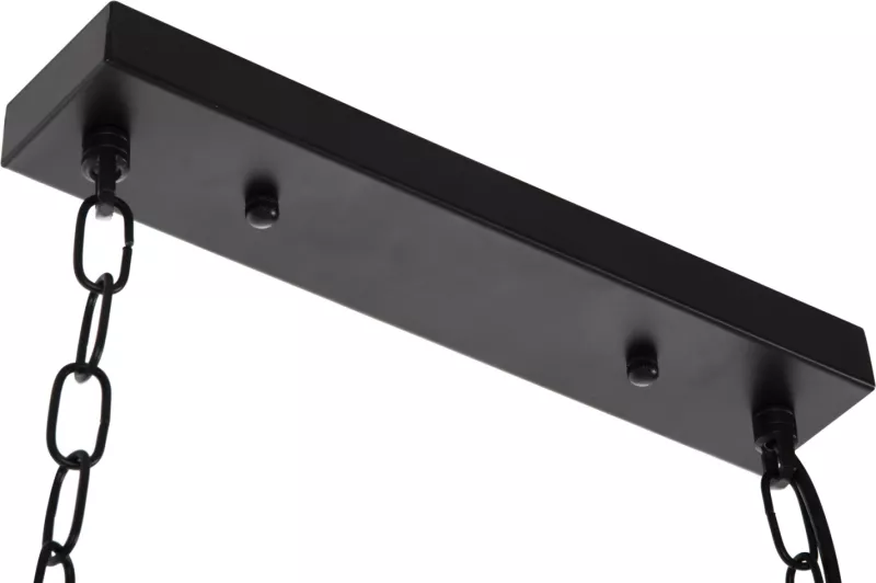 Llambë tavani me 6 drita, FH4118, dru, metal i zi, qelq, 95x35x116H cm