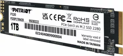 SSD M.2 NVMe Patriot P320 P320P1TBM28 1TB PCIe Gen3 x4 2280