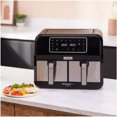 Fritëz me ajër Kenwood HFM20.000MB Twin 2x4L 8L total, dual-zone, e zezë/argjend