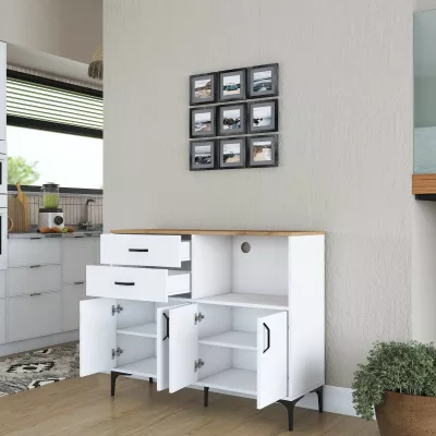 Dollap multifunksional Hanah Home, JE166 - 3283, ngjyrë e bardhë dhe arre