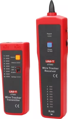 Lokalizues kabllosh, UNI-T, UT682, për LAN/telefon/coaksial, gjurmim deri 3000 m, set