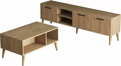 Set mobiljesh për dhomë dite, ngjyrë lisi, Hanah Home, Set 1587-2076