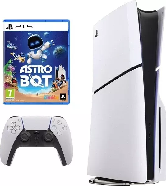 Konsolë lojërash Sony PlayStation 5 Slim me disk, 1TB, Astro Bot Bundle, Bardhë