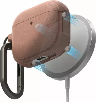 Mbështjellës Ringke Onyx MagSafe për Apple AirPods 4, e kuqe e lehtë, me karabiner