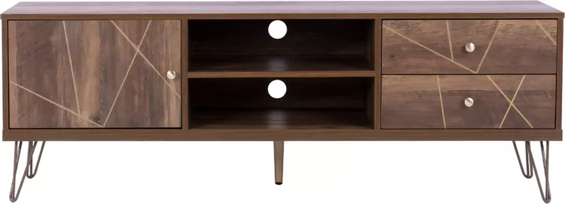 Komodinë TV Kaitlyn FH8652 ngjyrë arre me detaje të arta 150x39,5x51,5 cm