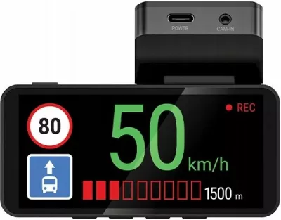 Kamerë regjistruese për veturë Navitel R87 GPS 2.7K, 150°, 3.7\", Wi‑Fi, microSD deri 256GB, e zezë/argjendtë