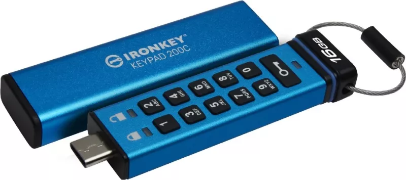 USB Kingston IronKey Keypad 200, 16GB, USB-C, e koduar