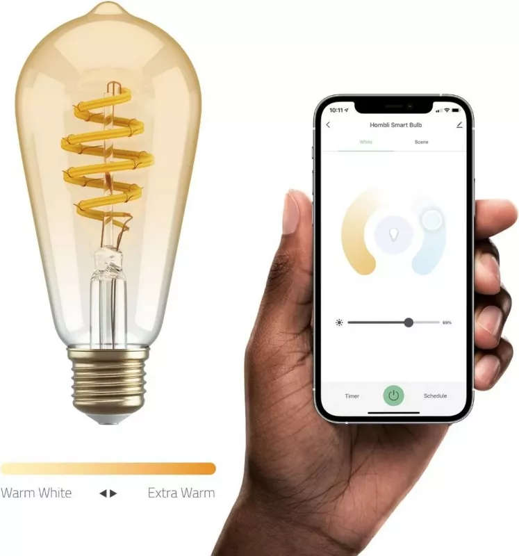 Llambë smart Hombli HBEB-0212, Wi-Fi, ST64, E27, Gold