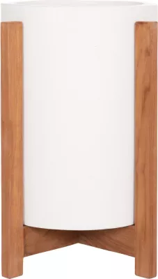 Vazo e brendshme HOFF, çimento fiber e bardhë, bazë dru tik, FH4682.02S, 33x42cm