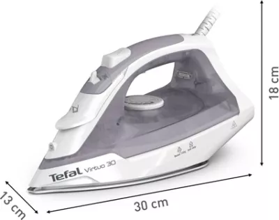 Hekur Tefal Virtuo 30 FV2C43E0 2000 W pllakë qeramike, avull dhe i thatë Gri/Bardhë