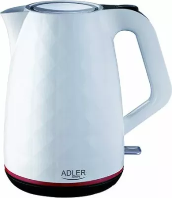 Çajnik elektrik Adler AD1277, 1.7L, 2200W, plastik, i bardhë