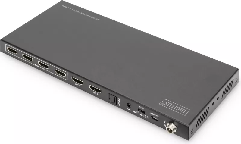 Switch HDMI Digitus 4x2, 4K/60Hz, 4 hyrje, 2 dalje, i zi