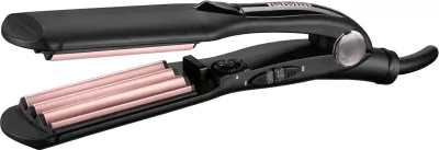 Drejtues flokësh me valë, BaByliss 2165CE, pllaka 45 mm, 120-210°C, 10 nivele, veshje turmalinë-keramike, e zezë/rozë metalike