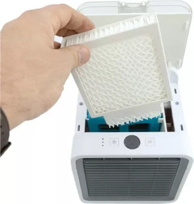 Freskues ajri mini portativ, Elit AC-24, 3-në-1, depozitë 400 ml, 3 shpejtësi, 5W USB, i bardhë