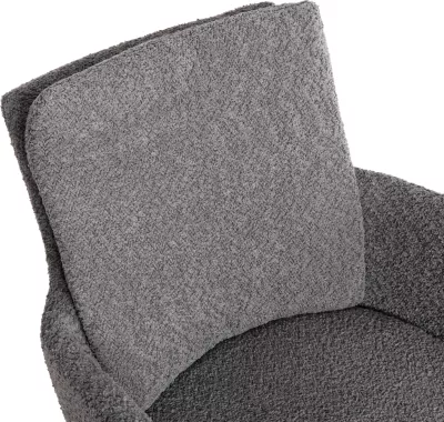 Karrige për ngrënie me rrotullim, pëlhurë boucle gri, këmbë metali, 62x60x90cm