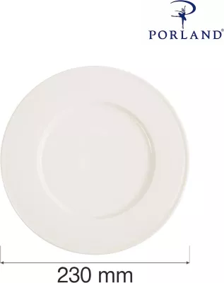 Pjatë e sheshtë Porland Line ø230 mm, porcelan, set 6 copë, krem