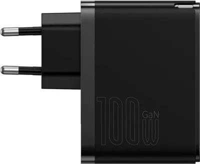 Karikues rrjeti Baseus GaN Pro Fast Charger C+U 100W me kabllo 1m, i zi