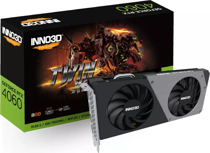 Kartelë grafike Inno3D GeForce RTX 4060 Twin X2, 8 GB, GDDR6, E zezë
