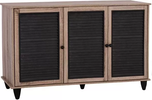 Dollap këpucësh druri 3 dyer FH2267.02 Sonama - ngjyrë e zezë 112x30x68,5 cm