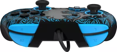 Kontroller me kabllo PDP REMATCH Glow in the Dark Link për Nintendo Switch, me audio 3.5mm dhe butona të rimapueshëm, zi/kaltër