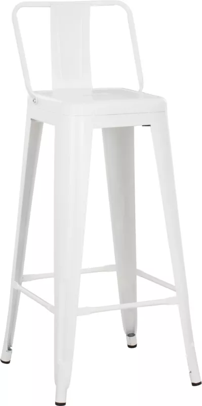 Karrige për bar metalike Melita me shpinë, ngjyrë e bardhë mat, FH8643.21, 43x43x100 cm