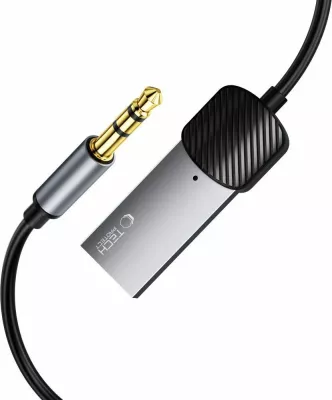Adapter audio Bluetooth 3.5 mm, Tech-Protect UltraBoost, USB-A për furnizim, mikrofon, 1 m, gri
