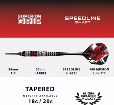 Shigjeta softip për dart Harrows, të zeza e kuqe [Pesha: 20 g]