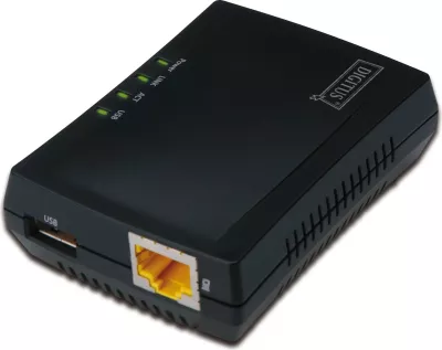 Server rrjeti USB Digitus, 1 portë, printserver, NAS, USB HUB, zi