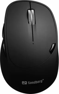 Maus SANDBERG Wireless Mouse Pro Recharge 631-02, 2.4GHz + Bluetooth 5.0, 6 butona, 1600 DPI, bateri 500mAh, e zezë, set (maus + USB receiver + kabllo USB-C)