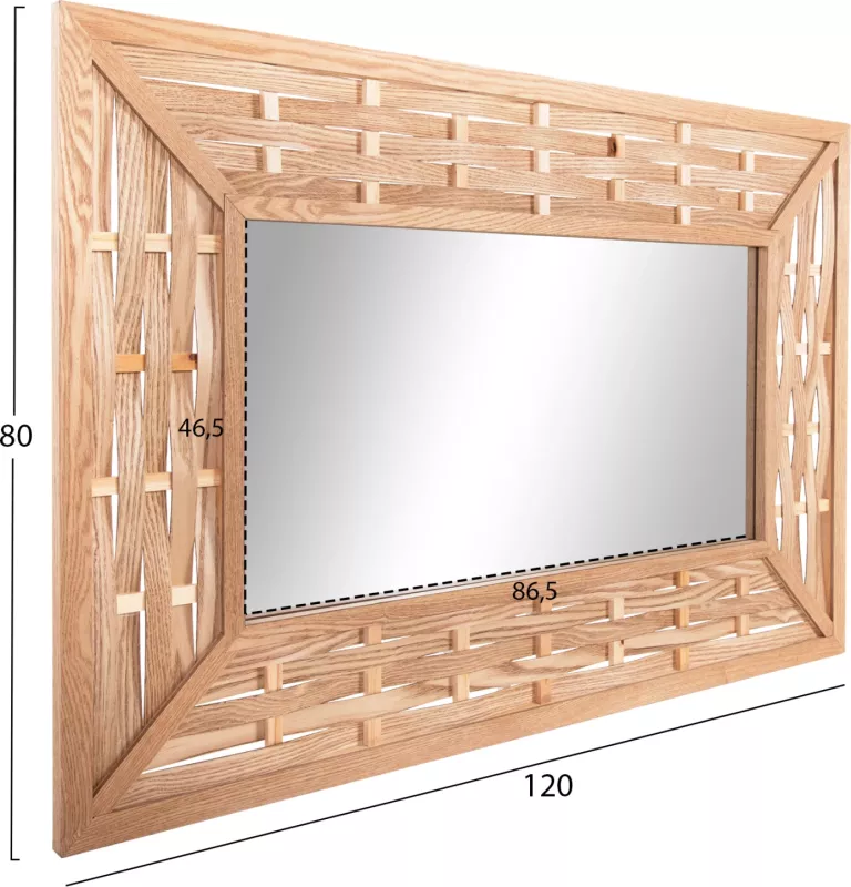 Pasqyrë muri drejtkëndore FH4225 bambu në ngjyrë dushku 120x2,5x80 cm