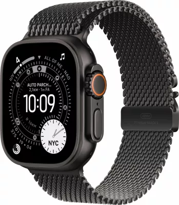 Smartwatch Apple Watch Ultra 3 Titanium Cellular 49mm, rrip Milanaise titan i zi, Large
