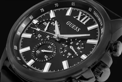 Orë dore meshkuj Guess Walker GW0913G3, e zezë, set me kuti