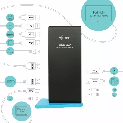 Docking station i-tec USB 3.0/USB-C Dual HDMI, Wired, USB 3.2 Gen 1, E zezë