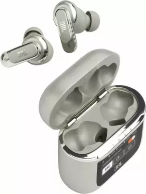 Kufje JBL Tour Pro 2 TWS pa kabllo me mikrofon, ANC adaptiv, kuti karikimi smart me ekran, Bluetooth 5.3, 40 orë, Champagne
