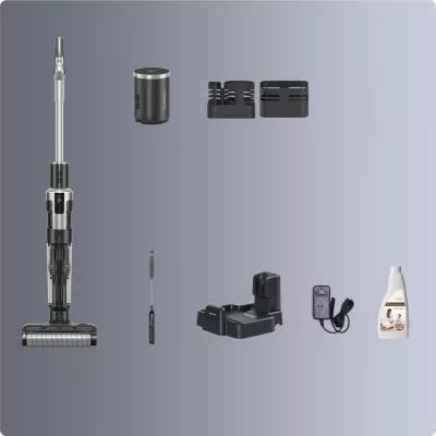 Fshesë me vakum dhe larëse JIMMY HW9, pa kabllo, 21000 mAh, 300 W, e zezë/argjend