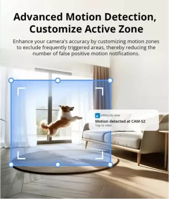 Kamerë sigurie e brendshme Wi-Fi SONOFF CAM-S2 1080P Full HD, zbulim personi AI, night vision, audio dy-drejtimëshe, TF deri 128GB, e bardhë