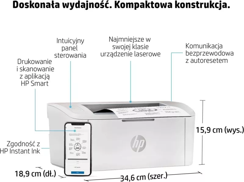 Printer Laser HP LaserJet M110w, për zyrë të vogël, në ngjyrë të bardhë
