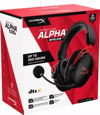 Kufje gaming wireless HyperX Cloud Alpha Wireless (4P5D4AA), bateri 300 orë, mikrofon i shkëputshëm, DTS HeadphoneX, kuqe