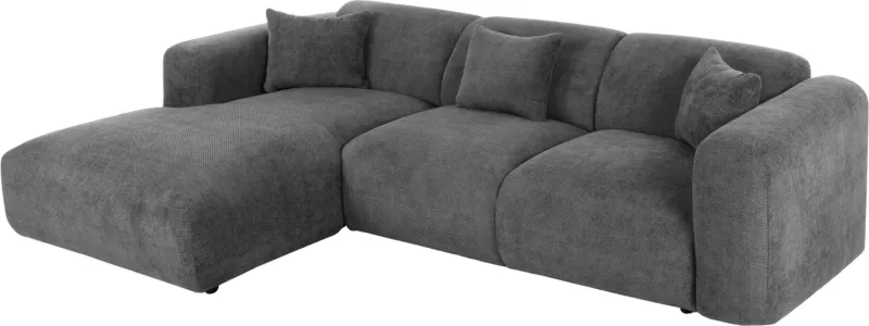 Divan qoshe, BRICKEN FH3275.04L, pëlhurë antracit, 110-282x98-160x72H cm
