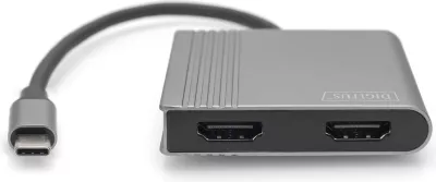 Adapter USB-C Digitus, 2x HDMI, 18cm, 4K/30Hz, alumini, argjendtë