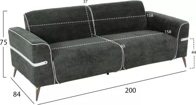 Set divanësh 2 pjesë FERIN FH6070.03, pëlhurë e gjelbër, këmbë metalike ngjyrë kafe e errët