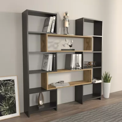 Raft librash Hanah Home, Poyraz, ngjyrë e zezë dhe lis