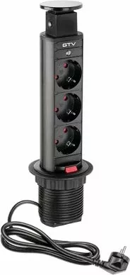 Prizë e integrume GTV AE-BPW3S60-20 3x220V/16A Ø60mm me kabllo 1.5m, e zezë