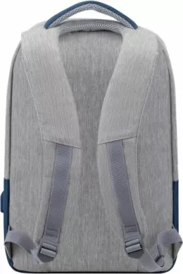 Çantë shpine për laptop RivaCase Prater 7562 15.6\" me portë USB, repelente ndaj ujit, gri/blu e errët